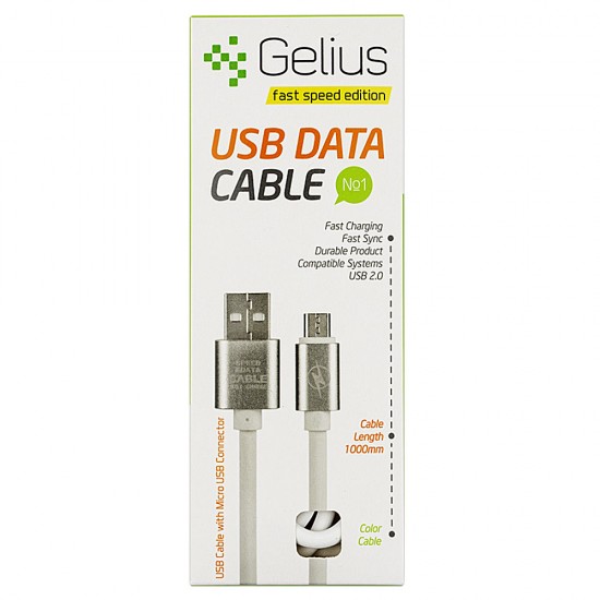 USB Cable Gelius Fast Speed Series 3.1A Micro USB White USB Cable Gelius Fast Speed Series 3.1A Micro USB White