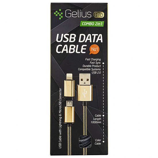 USB Cable Gelius Pro Combo 2in1 Micro USB/Lightning Gold 