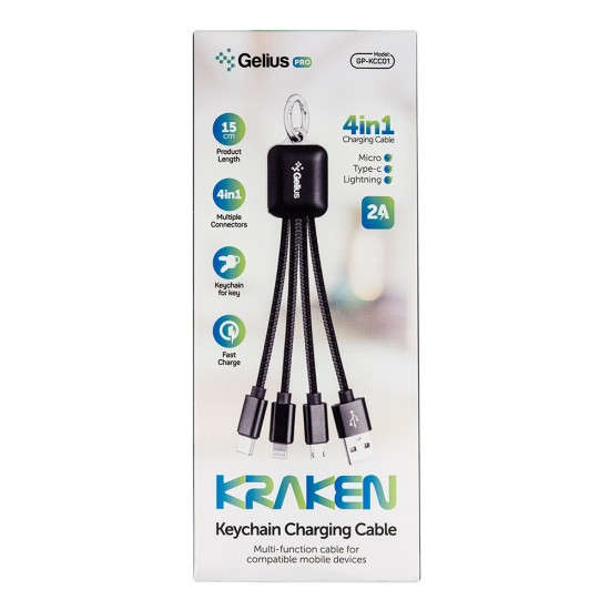 USB Cable Gelius Pro Kraken GP-KCC01 4in1 Black 