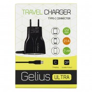 Мережевий зарядний пристрій Gelius Ultra Edition 2 USB + Type-C 2.1A Black 1.2m 