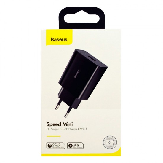 Baseus Speed Mini Singl U Quick Charger 18W Black