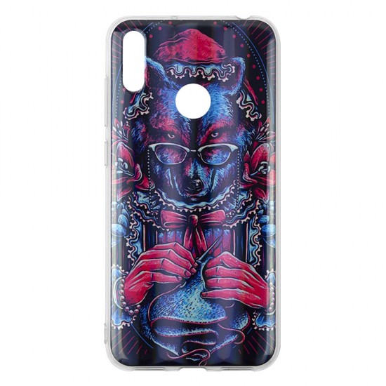 Huawei Y6 2019 Silicone + PC Case with Picture Wolf 