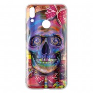 Huawei Y9 2019 Silicone + PC Case with Picture Skull Girl 