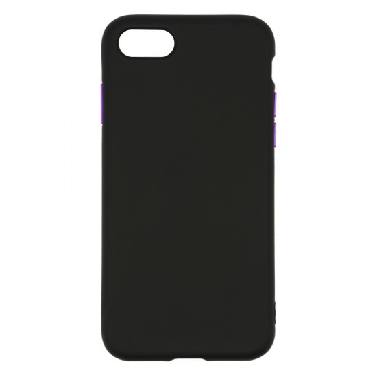 IPhone 7/8 Silicone Soft Touch Case Colored Buttons Black