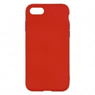 IPhone 7/8 Silicone Soft Touch Case Colored Buttons Red IPhone 7/8 Silicone Soft Touch Case Colored Buttons Red
