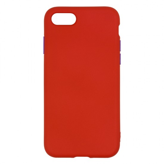 IPhone 7/8 Silicone Soft Touch Case Colored Buttons Red IPhone 7/8 Silicone Soft Touch Case Colored Buttons Red