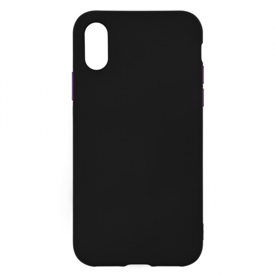 IPhone Xs Max Silicone Soft Touch Case Colored Buttons Black IPhone Xs Max Silicone Soft Touch Case Colored Buttons Black