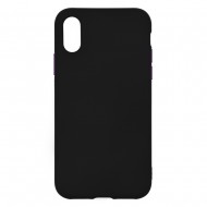 IPhone X/Xs Silicone Soft Touch Case Colored Buttons Black 