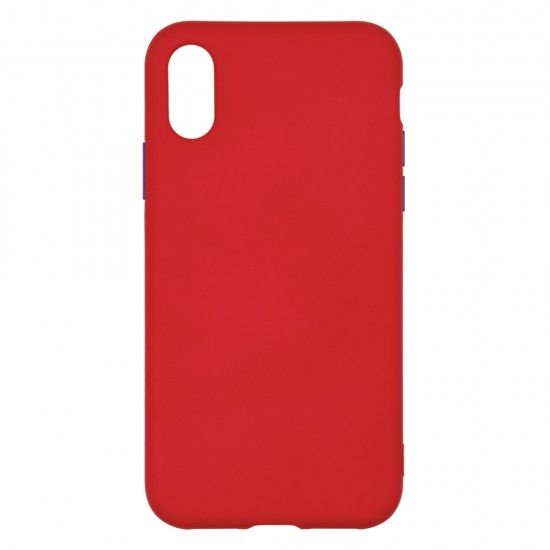 IPhone X/Xs Silicone Soft Touch Case Colored Buttons Red IPhone X/Xs Silicone Soft Touch Case Colored Buttons Red