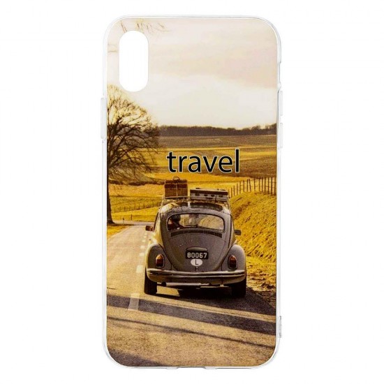 IPhone XR Silicone + PC Case with Picture Travel 