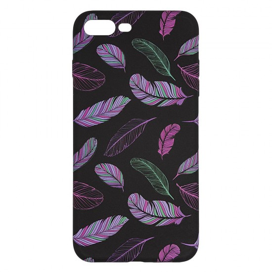 IPhone 7/8 Plus Silicone Case with Picture Black Feathers 