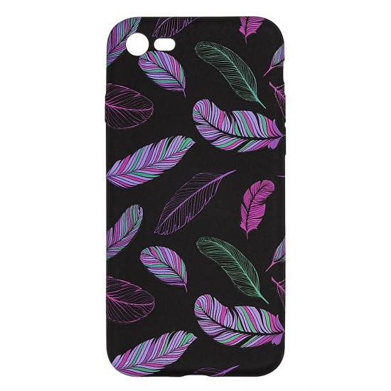 IPhone 7/8 Silicone Case with Picture Black Feathers
