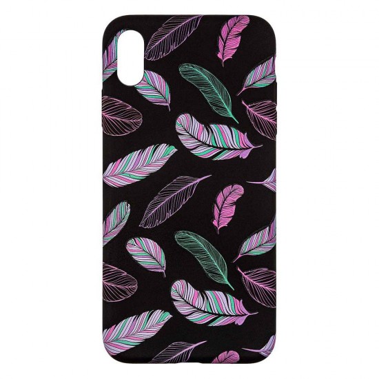 IPhone XR Silicone Case with Picture Black Feathers 