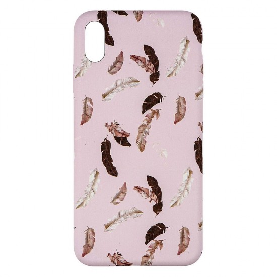 IPhone XS Max Silicone Case with Picture Pink Feathers 