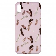 IPhone X/Xs Silicone Case with Picture Pink Feathers 