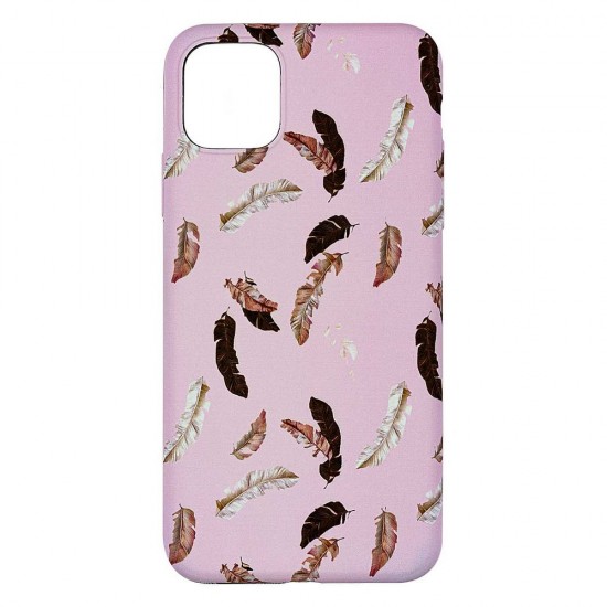 IPhone 11 Pro Silicone Case with Picture Pink Feathers 