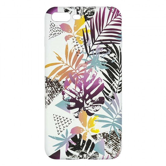 IPhone 7/8 Plus Silicone Case with Picture White Leaves 