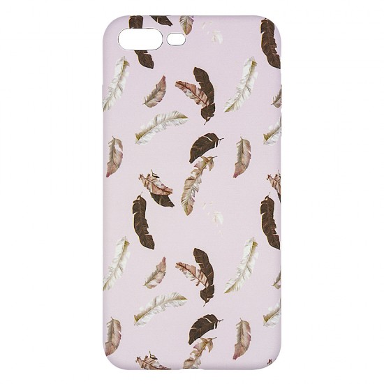 IPhone 7/8 Plus Silicone Case with Picture Pink Feathers 