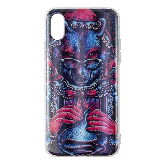 IPhone XR Silicone + PC Case with Picture Wolf IPhone XR Silicone + PC Case with Picture Wolf