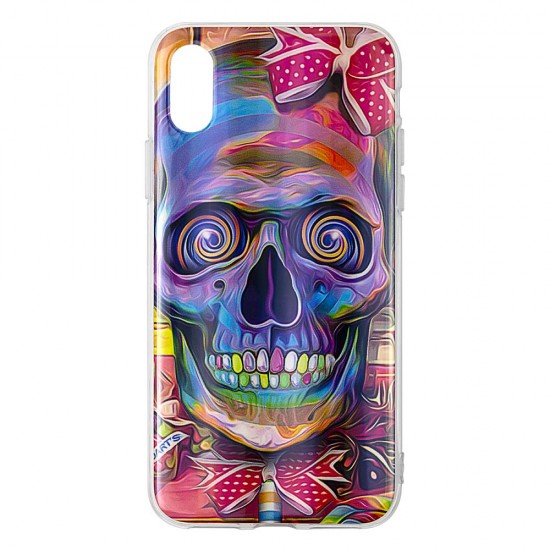 IPhone X/XS Silicone + PC Case with Picture Skull Girl 