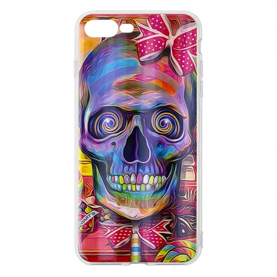 IPhone 7/8 Plus Silicone + PC Case with Picture Skull Girl IPhone 7/8 Plus Silicone + PC Case with Picture Skull Girl