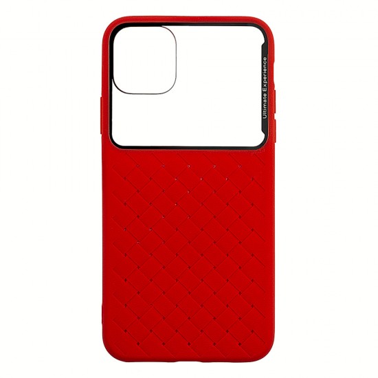 IPhone 11 Pro Max Weaving Case (Tempering Glass + TPU) Red IPhone 11 Pro Max Weaving Case (Tempering Glass + TPU) Red