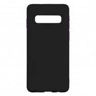 Samsung S10 Silicone Soft Touch Case Colored Buttons Black 