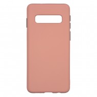 Samsung S10 Silicone Soft Touch Case Colored Buttons Pink 