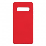 Samsung S10 Silicone Soft Touch Case Colored Buttons Red 