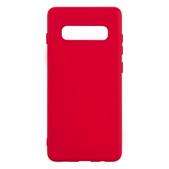 Samsung S10 Plus Silicone Case Soft Touch with Microfiber Red 