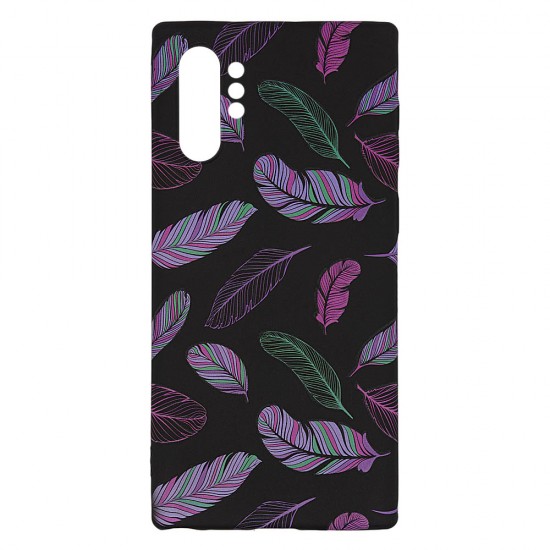 Samsung Note 10 Plus Silicone Case with Picture Black Feathers 