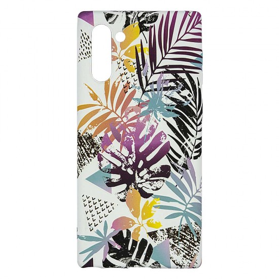 Samsung Note 10 Silicone Case with Picture White Leaves 