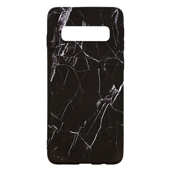 Samsung S10 Plus Silicone Case with Picture Black Marble 