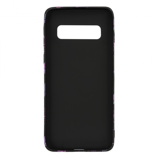 Samsung S10 Silicone Case with Picture Black Feathers 