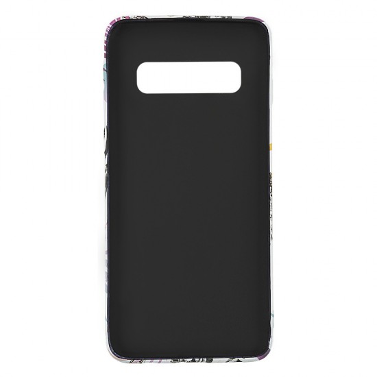 Samsung S10 Plus Silicone Case with Picture White Leaves 