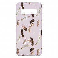 Samsung S10 Silicone Case with Picture Pink Feathers 